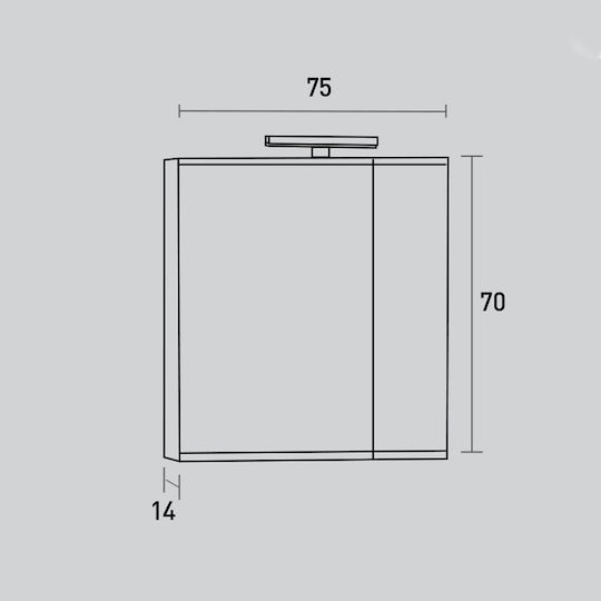 Pro Bagno 971AAMC1 Καθρέπτης Led από Μοριοσανίδα με Ντουλάπι 75x14cm Λευκός Pro Bagno 971AAMC1 Καθρέπτης Led από Μοριοσανίδα με Ντουλάπι 75x14cm Λευκός