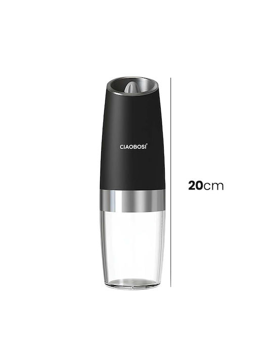 Avizar Electric Gravity Mill Pepper Salt Ceramic Mechanism Transparent Black