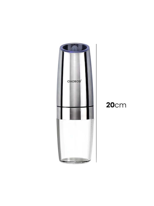 Avizar Electric Gravity Mill Pepper Salt Ceramic Mechanism Silver