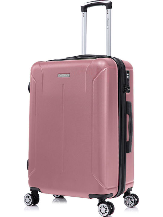 Quasar Μεσαία Βαλίτσα Ταξιδίου Σκληρή Powder Pink με 4 Ρόδες Ύψους 66.5εκ.