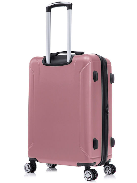 Quasar Μεσαία Βαλίτσα Ταξιδίου Σκληρή Powder Pink με 4 Ρόδες Ύψους 66.5εκ.