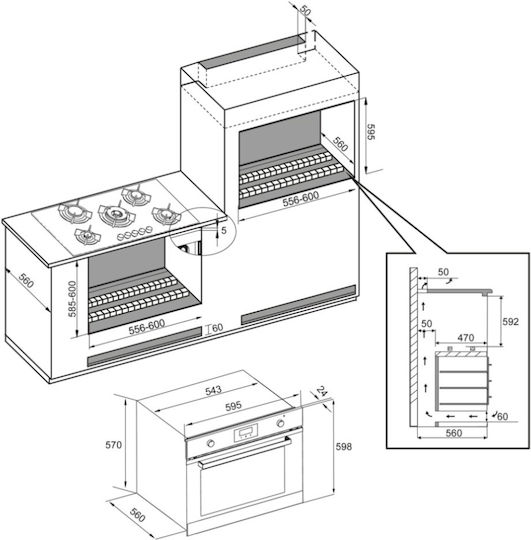 Mondin Counter Top Oven without Hobs 64L P59.5cm Black