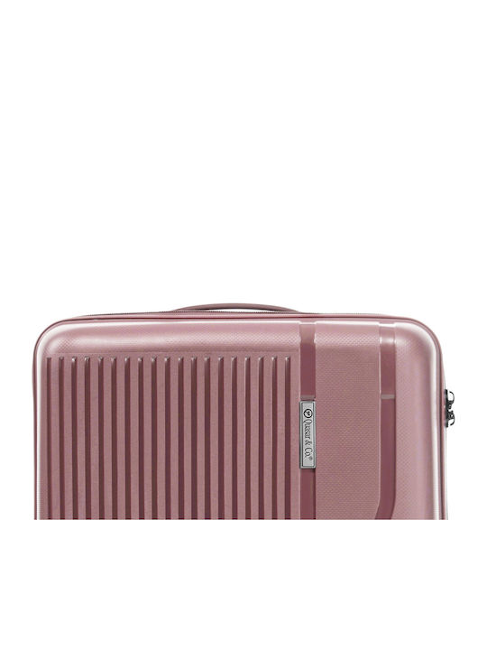Quasar Μεσαία Βαλίτσα Ταξιδίου Σκληρή Powder Pink με 4 Ρόδες Ύψους 68εκ.
