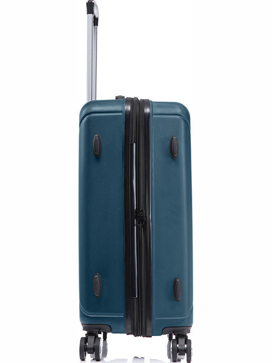Quasar Μεσαία Βαλίτσα Ταξιδίου Σκληρή Petrol Blue με 4 Ρόδες Ύψους 66.5εκ.