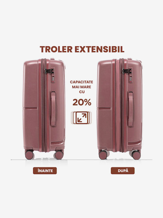 Quasar Großer Reisekoffer Hartschalen Dusty Pink mit 4 Räder Höhe 76cm