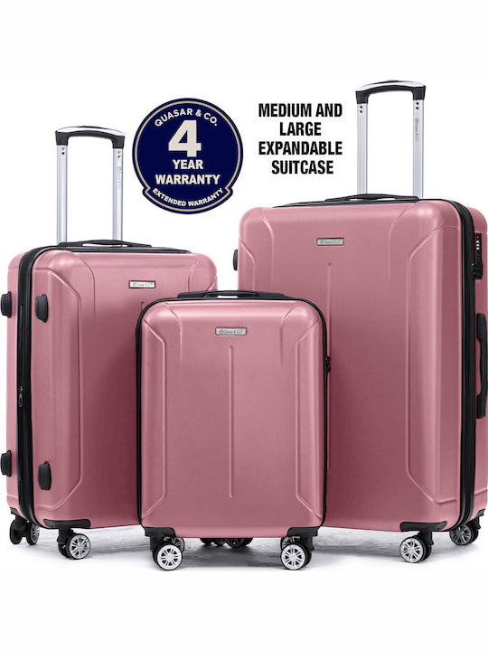 Quasar Valize de Călătorie Dure Powder Pink cu 4 roți Set 3buc
