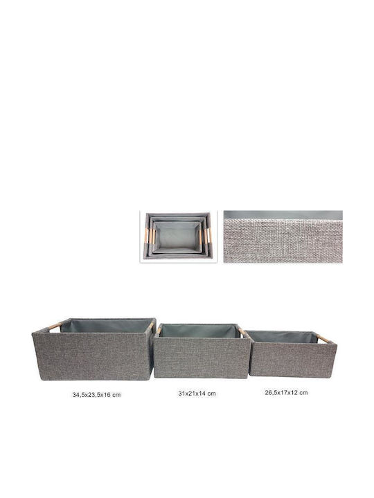 Due esse Storage Basket Fabric Gray 3pcs
