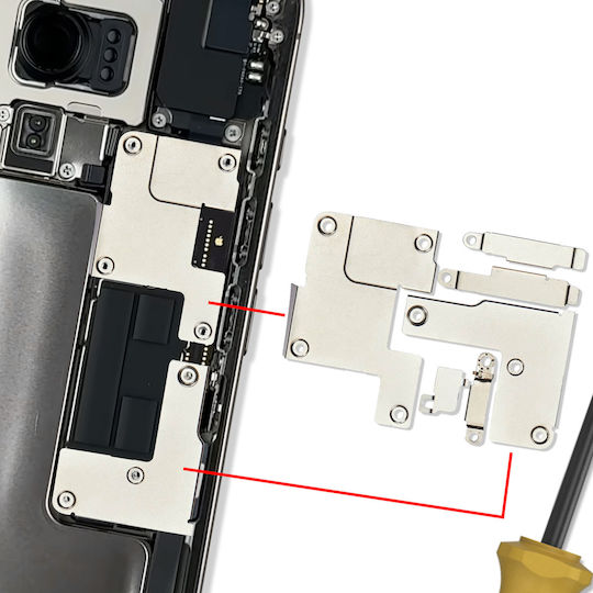 Clappio Kit Piese Metalice Suportă Plăci Interne iPhone 16 Pro Argintiu