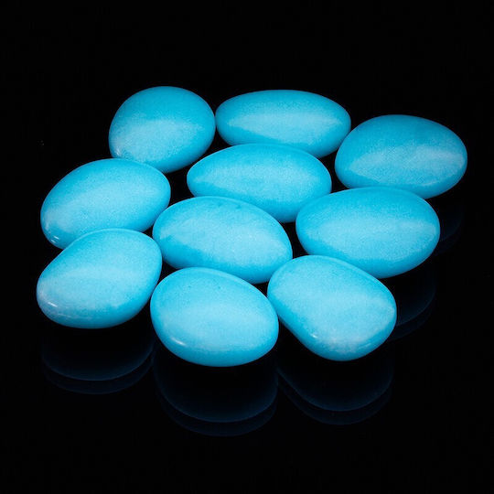 Glow Aqua Luminous Phosphorescent Pebbles 4 Cm Diameter 10 Pieces