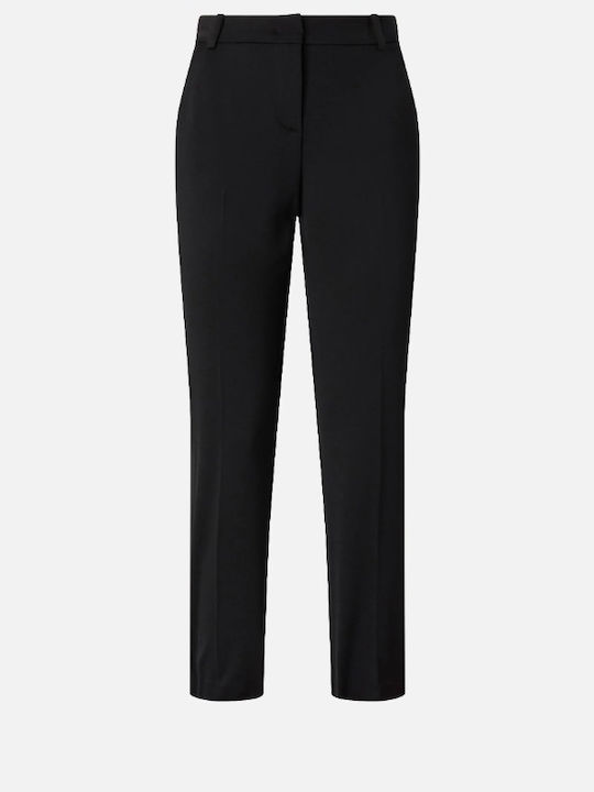 Women's Fabric Trousers Straight Line Black