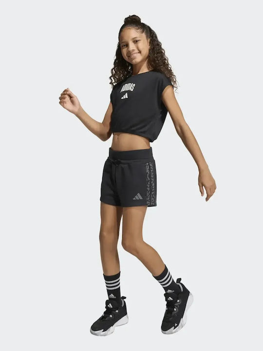Παιδικό Crop Top Αμάνικο Black/off White