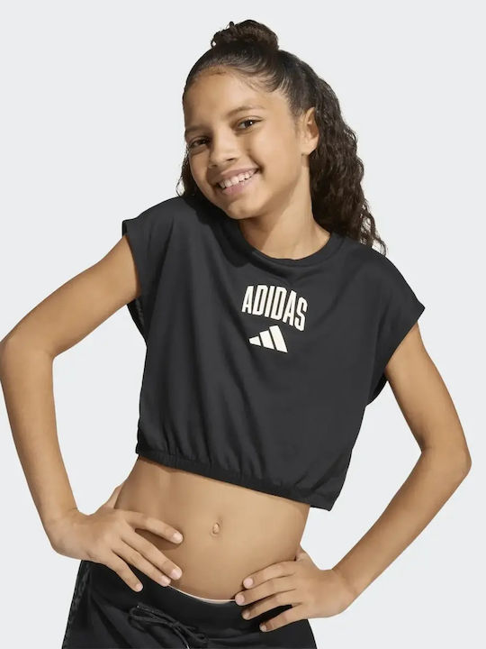 Παιδικό Crop Top Αμάνικο Black/off White