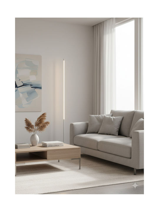 Aca Avenue LED Floor Lamp H146xW18cm. with Warm White Light 920lm White