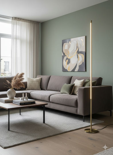 Aca Avenue LED Stehleuchte H146xB18cm. mit Warmweißem Licht 920lm Gold