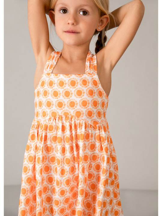 Girls Dress Sleeveless Orange