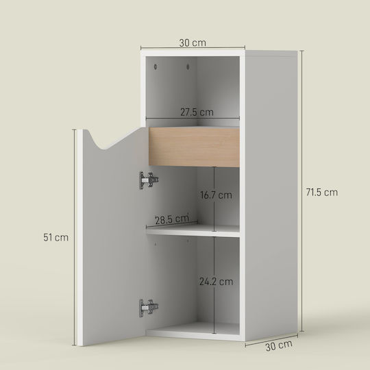 HomCom Bathroom Cabinet L30xW30xH71.5cm Natural