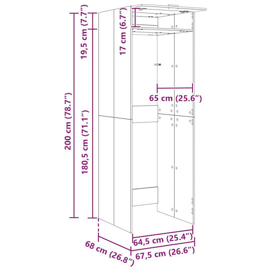 vidaXL Badezimmerschrank Wäscherei B67.5xT68xH200cm Eiche