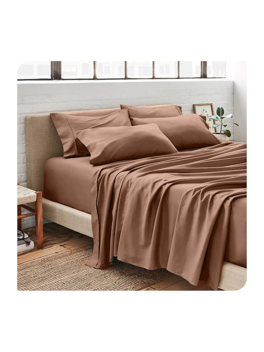 Olia Home Σετ Σεντόνι με 2 Μαξιλαροθήκες Υπέρδιπλο 220x240εκ. Σομόν (3τμχ)