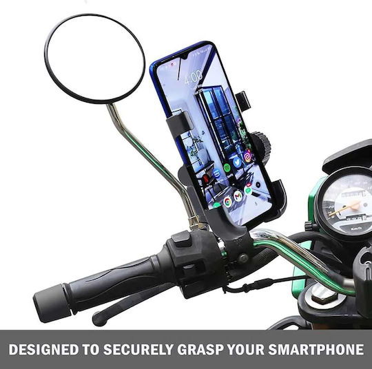 Smartphone Mirror Mount Motorcycle Usb Charging Black