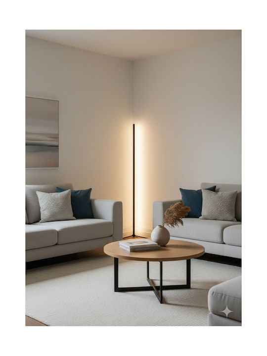GloboStar LED Floor Lamp H150xW3cm. with Warm White Light 2880lm Black