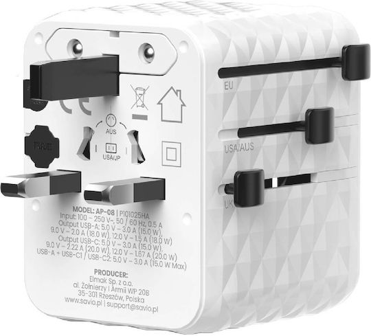 Savio Universal Plug Adapter