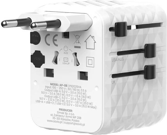Savio Universal Plug Adapter