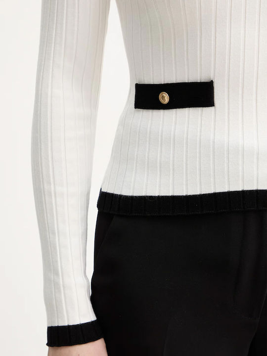 Damen Langärmeliges Pullover mit V-Ausschnitt Weiß