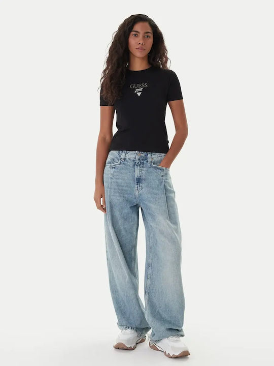 Damen Crop T-Shirt Schwarz