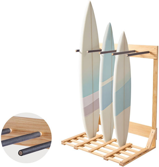 Vevor Vertical Surf Stand Wooden Surf Rack 4 Levels Storage Display Free Organization Base Holder Surf Wakeboards Snowboards Kiteboards Shortboard Ski