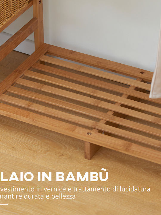 HomCom Floor Garment Rack made of Bamboo Brown 90x30x145cm