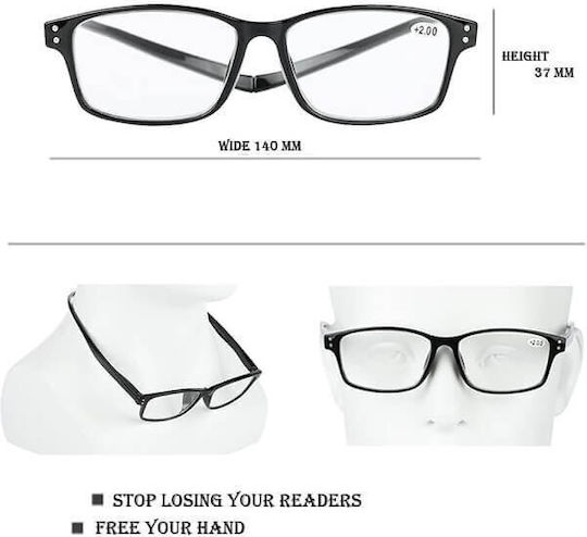 A-vision Reading Glasses +1.50 with Magnet in Gray color U420202-GY