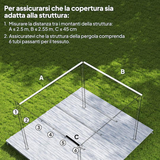 Outsunny Ανταλλακτικό Ύφασμα Ομπρέλας Γκρι 3x3m