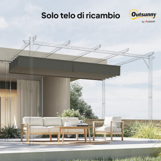 Outsunny Ανταλλακτικό Ύφασμα Ομπρέλας Γκρι 3x3m