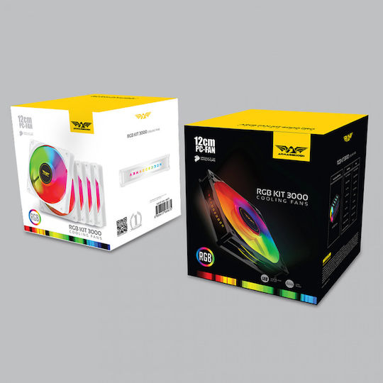 Armaggeddon Chroma Kit 3000 Case Fan 120mm with RGB Lighting and Connection 4-Pin Molex 5pcs White