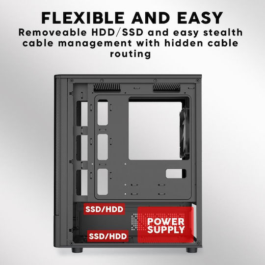 Armaggeddon Deepfreeze Duplex 2 Chroma Gaming Micro Tower Κουτί Υπολογιστή με Πλαϊνό Παράθυρο και RGB Φωτισμό Μαύρο