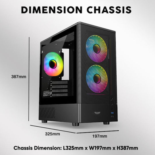 Armaggeddon Deepfreeze Duplex 2 Chroma Gaming Micro Tower Κουτί Υπολογιστή με Πλαϊνό Παράθυρο και RGB Φωτισμό Μαύρο