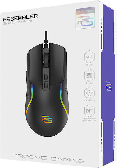 Proove Assembler RGB Геймърска Мишка 12400 DPI Черен