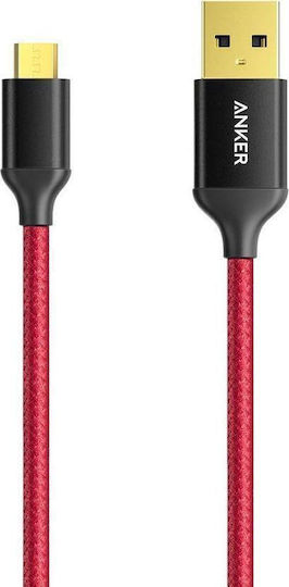 Anker PowerLine+ 1.8m Braided USB 2.0 to micro USB Cable Red (A8143H91)