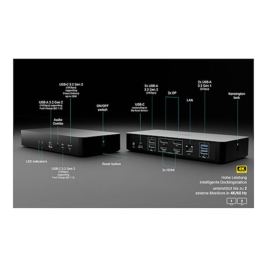 i-tec USB-C Docking Station with HDMI/DisplayPort 4K PD Ethernet Black (CAINTGDUAL4KDOCPD)