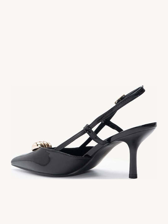 Schwarze Pumps Slingback Lackleder Optik