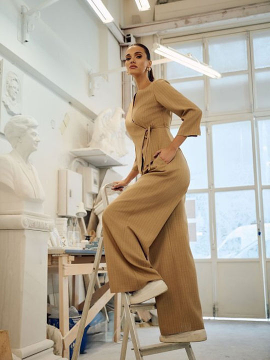 Damen Beige Set mit Hoch tailliert Hose