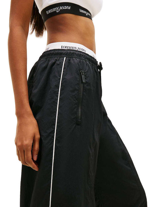 Damen Stoff Hose mit Gummizug Schwarz