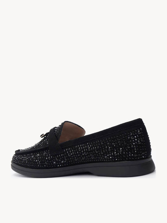 Schwarze Faulenzer mit Strass Dekorations
