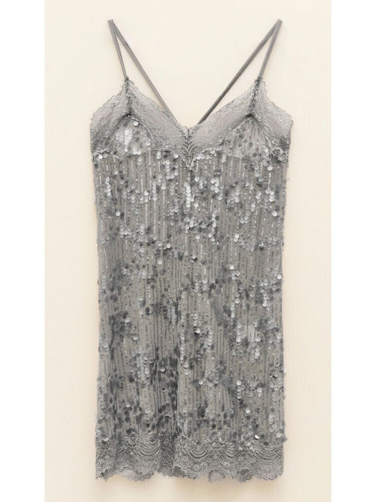 Mini Evening Dress Silver
