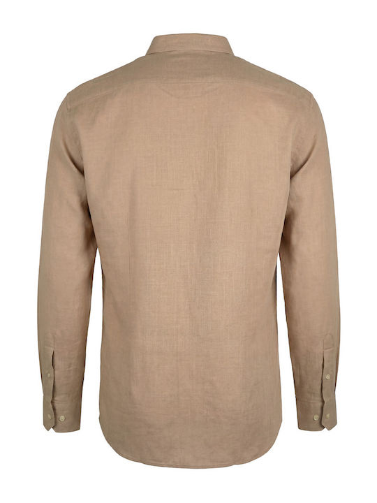 Long-sleeved Linen Shirt Brown