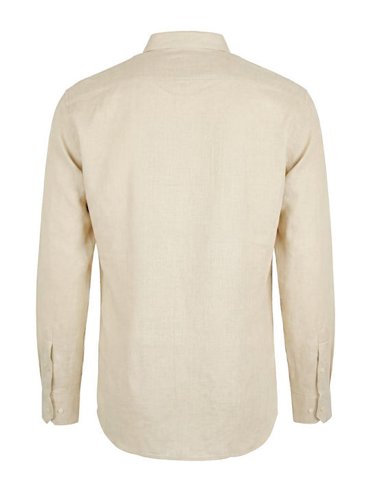 Long-sleeved Linen Shirt Beige