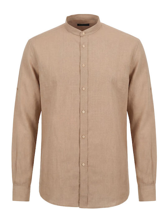 Long-sleeved Linen Shirt Brown