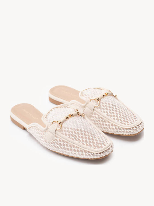 Μπεζ Mule Μπαλαρίνες Διάτρητο Mesh Επάνω Μέρος