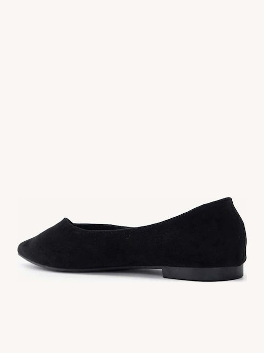 Schwarze Klassische Spitz zulaufende Damen Ballerinas Wildleder Material