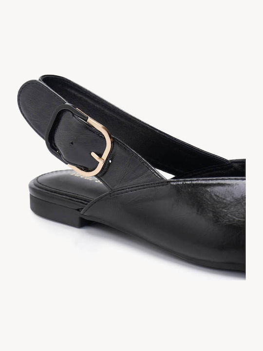 Μαύρες Μπαλαρίνες Slingback Ματ Gloss Υφή
